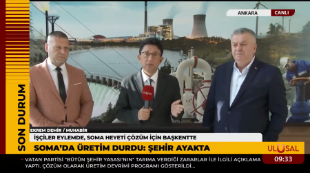 Genel Başkanımız İrfan KABALOĞLU ve Soma Şube Başkanımız Mustafa GİRGİNLER Soma Termik Santralinde yaşanan sorunlara ilişkin Ulusal Kanala a&ccedil;ıklamalar