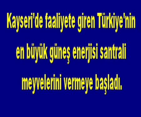 KAYSERİDE EN BÜYÜK GÜNEŞ ENERJİSİ SANTRALİ