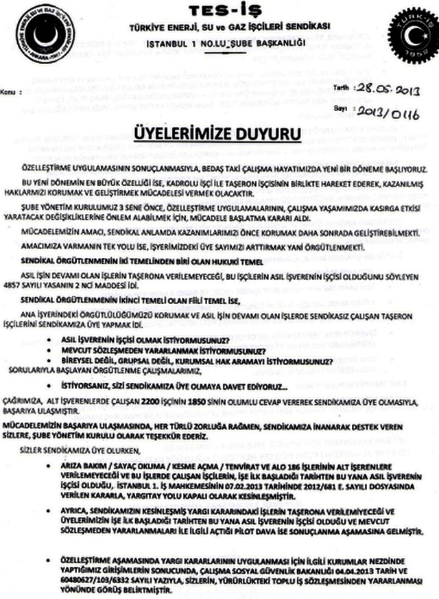 ÜYELERİMİZE DUYURU 1