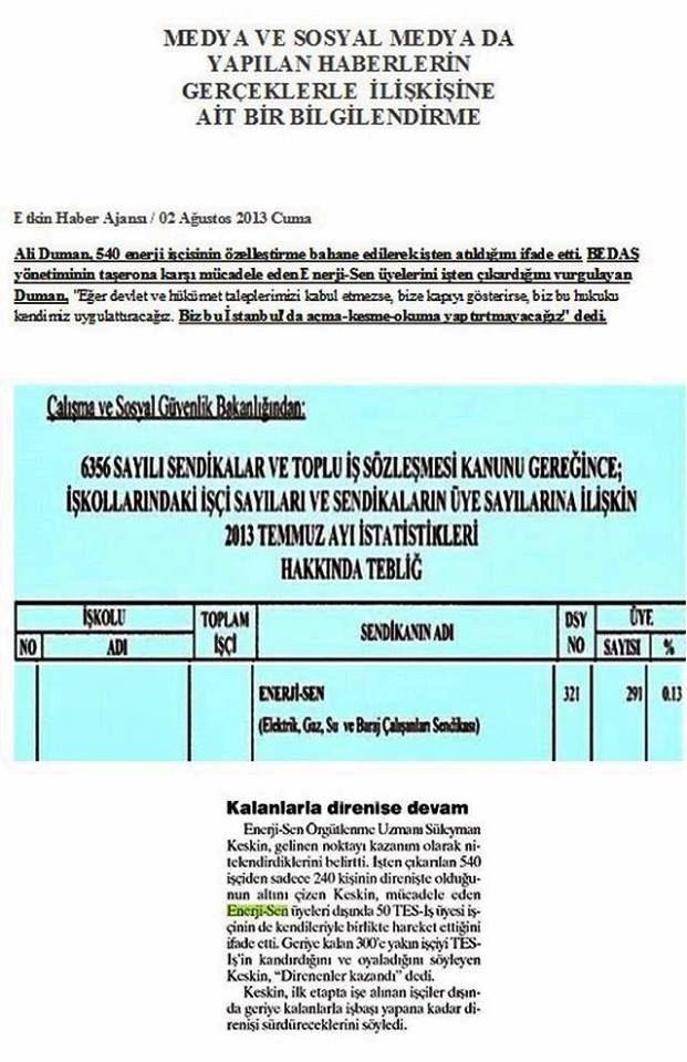 SENDİKAMIZ HAKKINDA BEYANLARA CEVAP