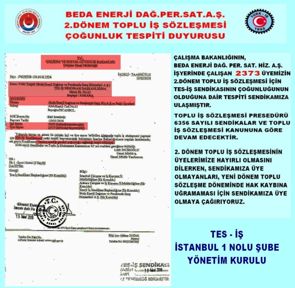 BEDA ENERJİ 2.DÖNEM ÇOĞUNLUK TESPİTİ