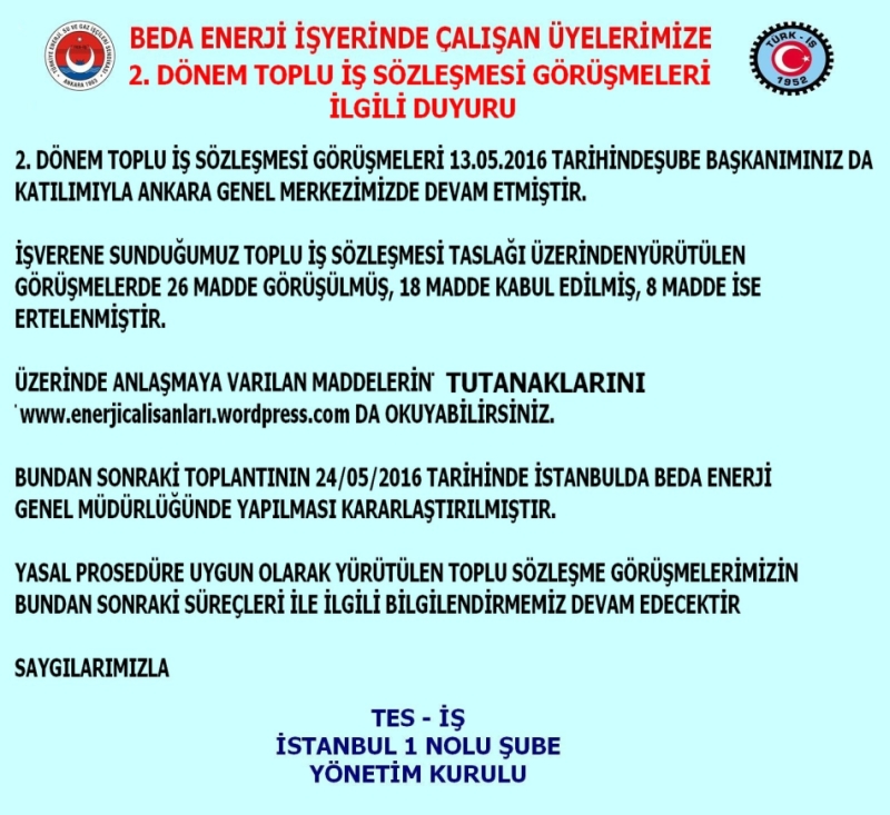 TİS OTURUM DUYURUSU