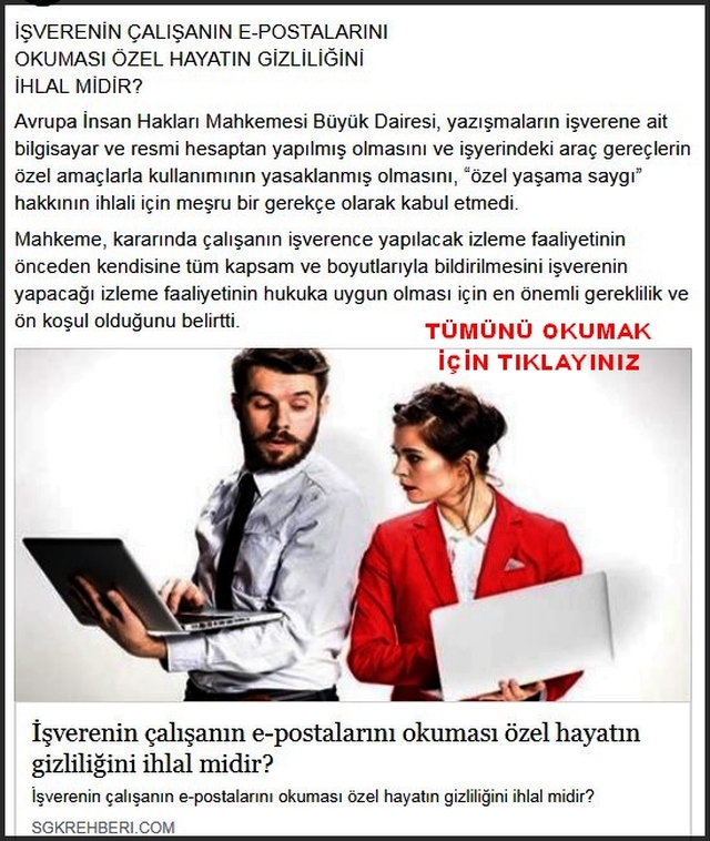 İŞVERENİN  ÇALIŞANIN E POSTALARINI