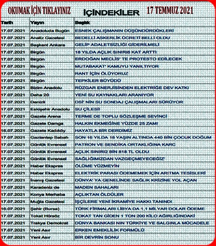 17 TEMMUZ 2021