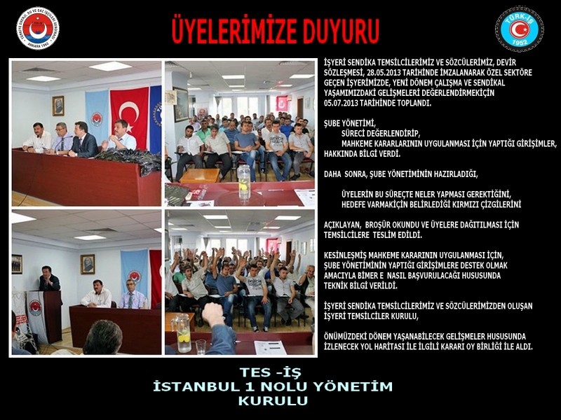 ÜYELERİMİZE DUYURU