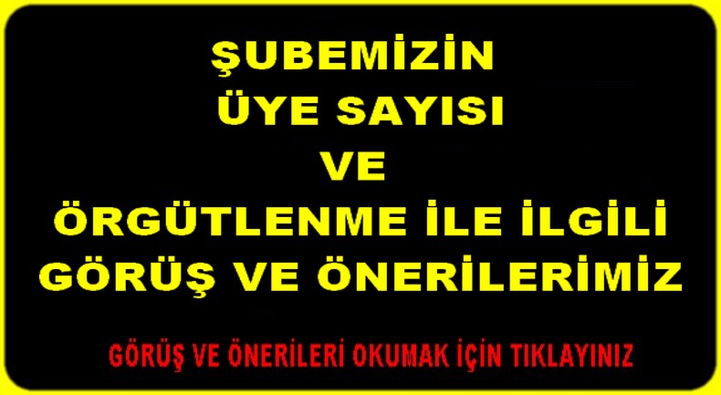 ŞUBEMİZİN ÜYE SAYISI VE ÖRGÜTLENME İLE İLGİLİ ÖNERİLER