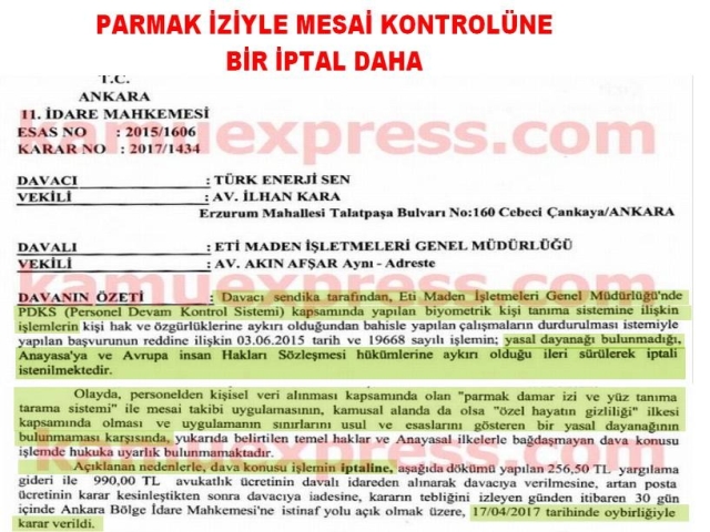 PARMAK İZİYLE MESAİ KONTROLÜ