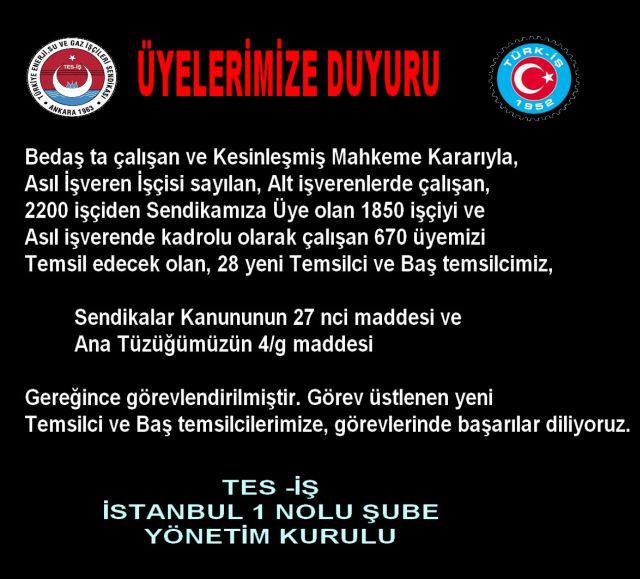 TEMSİLCİ ATAMA DUYURUSU