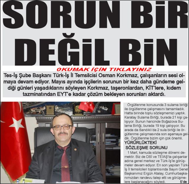 SORUN BİR DEĞİL BİN