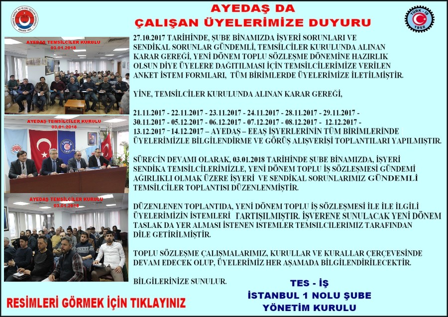 AYEDAŞ TEMSİLCİLER KURULU -03.01.2018-