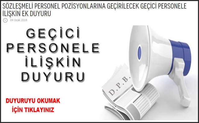 GEÇİCİ PERSONELLE İLGİLİ DUYURU