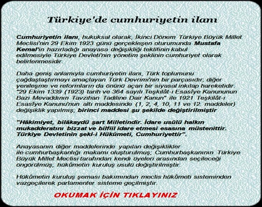 CUMHURİYETİN İLANI