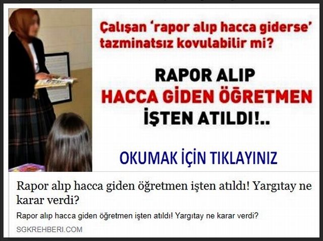 ÇALIŞAN RAPOR ALIP HACCA GİDERSE