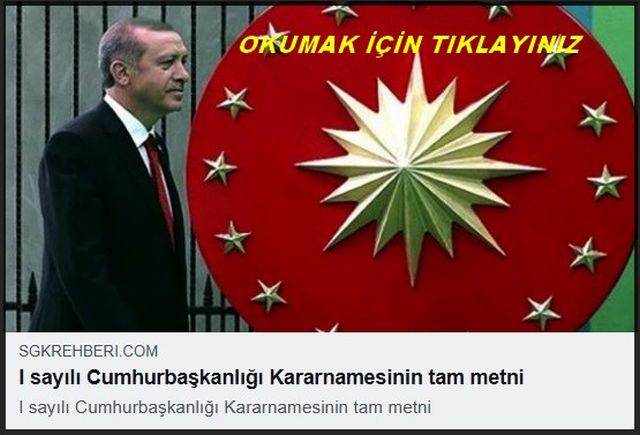 CUMHURBAŞKANLIĞI 1 NOLU KARARNAMESİ