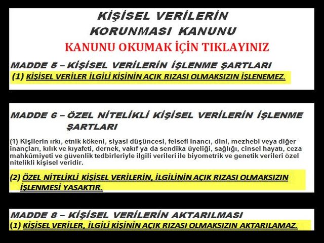 KİŞİSEL VERİLERİN KORUNMSI KANUNU