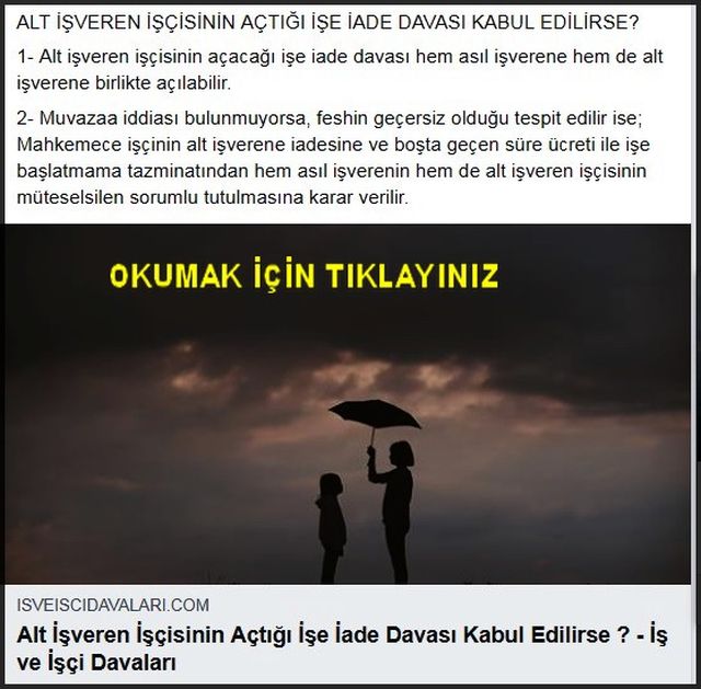 ALT İŞVEREN İŞÇİSİNİN İŞE İADE DAVASI