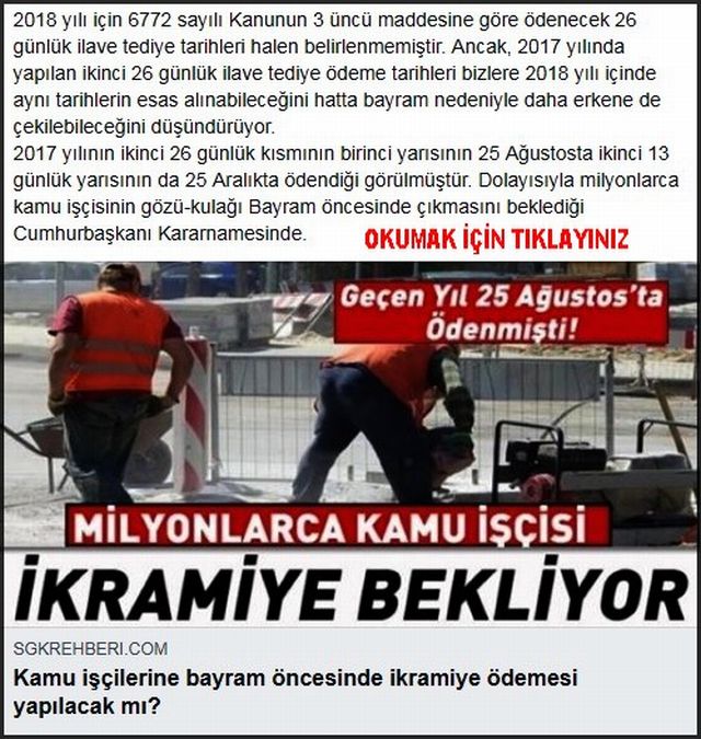 KAMU İŞÇİLERİ İKRAMİYE BEKLİYOR