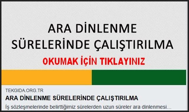 ARA DİNLENME SÜRESİNDE ÇALIŞMA