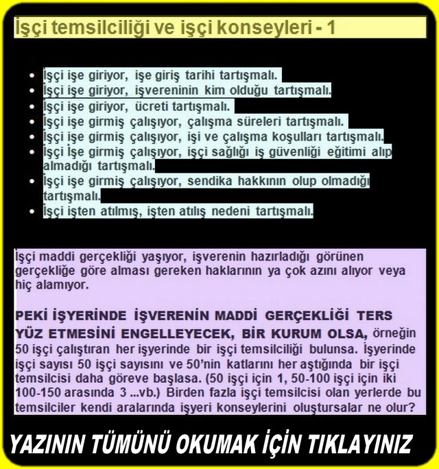 İŞÇİ TEMSİLCİLİĞİ İŞÇİ KONSEYLERİ