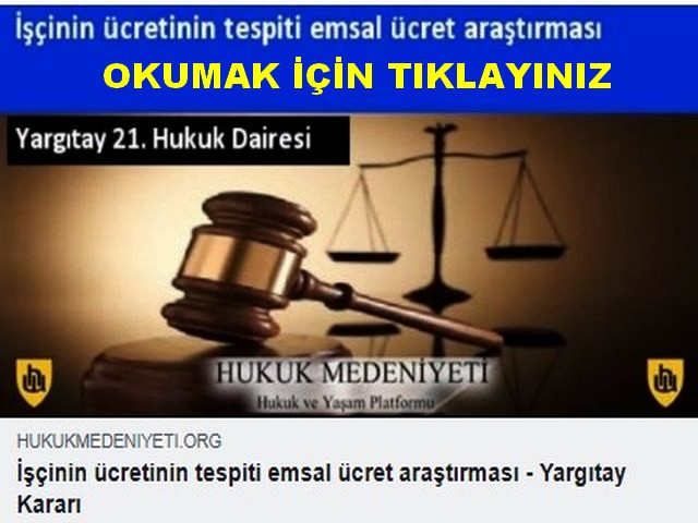 İŞÇİNİN ÜCRETİNİN SAPTANMASI EMSAL ÜCRET