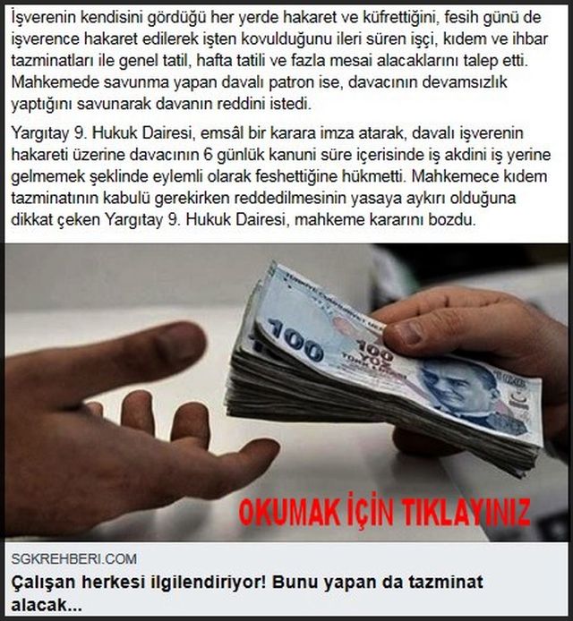 BUNU YAPAN TAZMİNAT ALABİLECEK