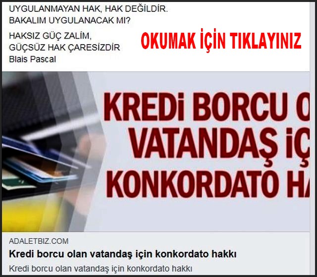 KREDİ BORCU OLANLARA KONKARDOTO HAKKI