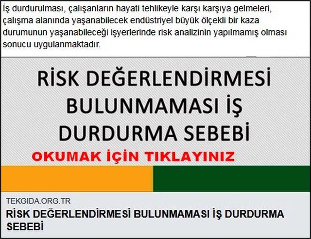 RİSK DEĞERLENDİRMESİ YAPILMAMASI