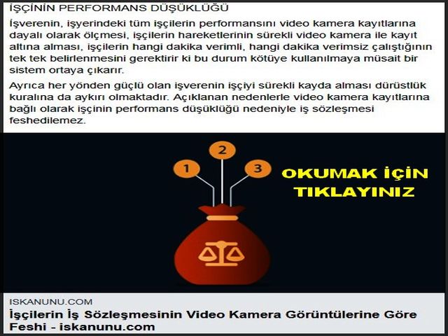 İŞÇİLERİN İŞ SÖZLEŞMELERİNİN VİDEO KAYITLARINA GÖRE FESHİ