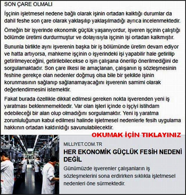 HER EKONOMİK KRİZ FESİH NEDENİ DEĞİLDİR