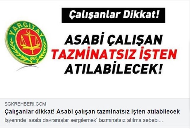 ASABİ ÇALIŞAN TAZMİNATSIZ ATILIR