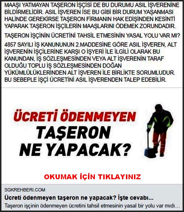 MAAŞI ÖDENMEYEN TAŞERON İŞÇİSİ NE YAPMALI