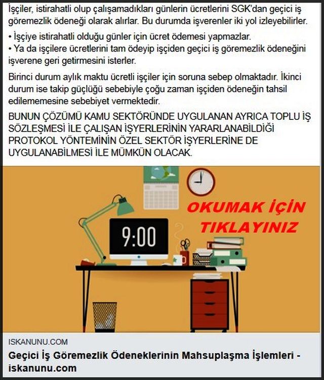 GEÇİCİ İŞ GÖREMEZLİK ÖDENEKLERİNİN MAHSUPLAŞMASI