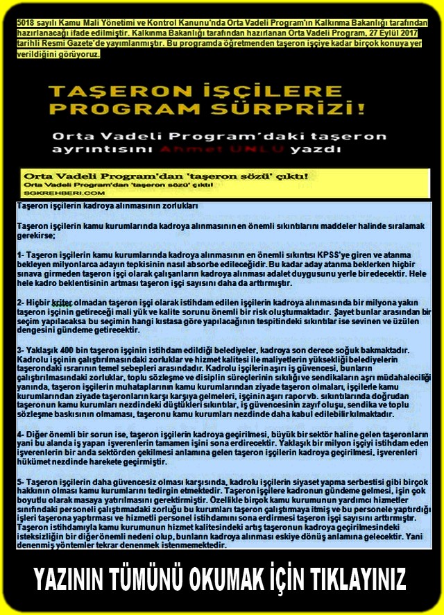 TAŞERON İŞÇİLERE PROGRAM SÜRPRİZİ