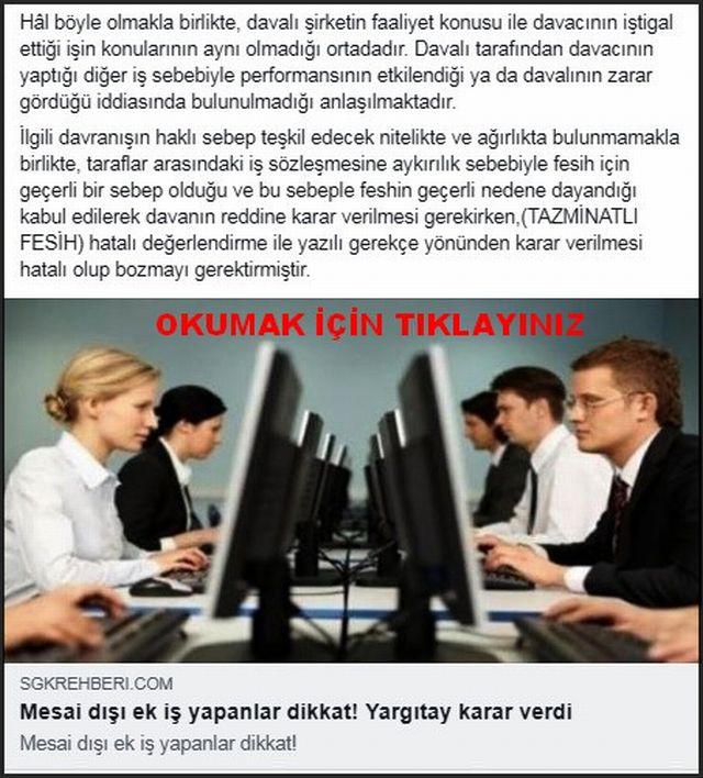 MESAİ DIŞI EK İŞ YAPANLAR DİKKAT