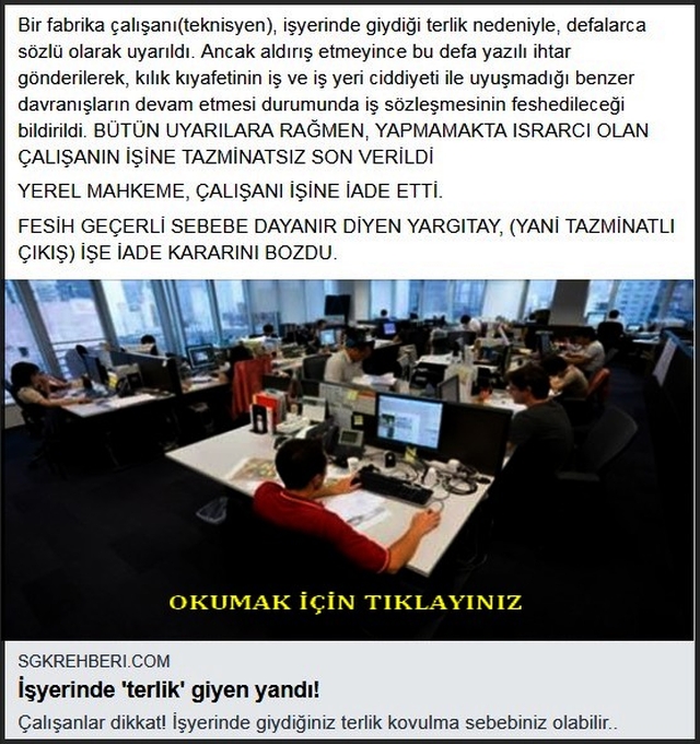 İŞYERİNDE TERLİK GİYEN