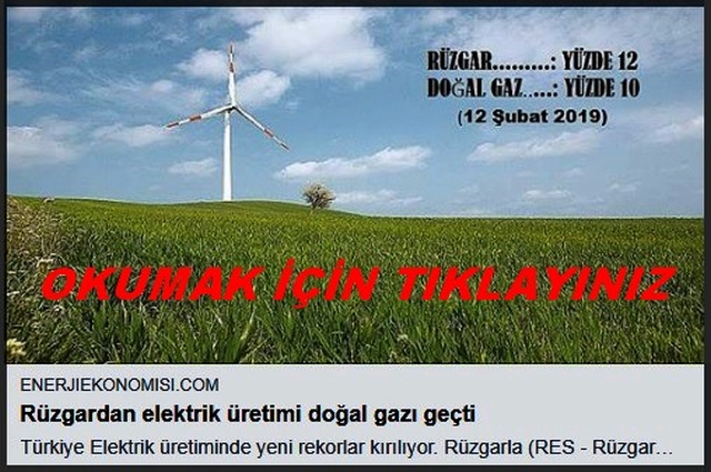 RÜZGARDAN ELEKTRİK DOĞAL GAZİ GEÇTİ