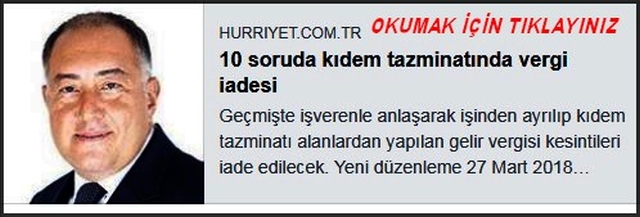 10 ORUDA KIDEM TAZMİNATI VERGİ İADESİ