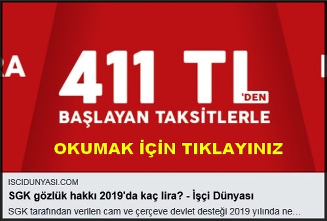 SGK GÖZLÜK HAKKI 2019 DA KAÇ LİRA