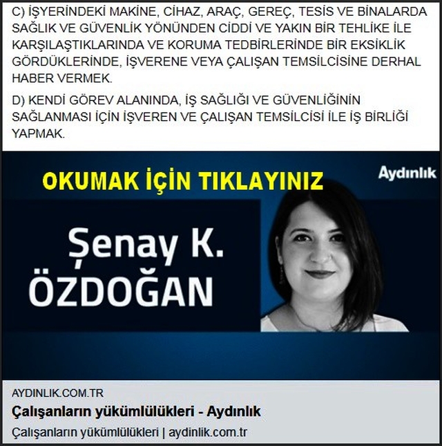 ÇALIŞANLARIN YÜKÜMLÜLÜKLERİ