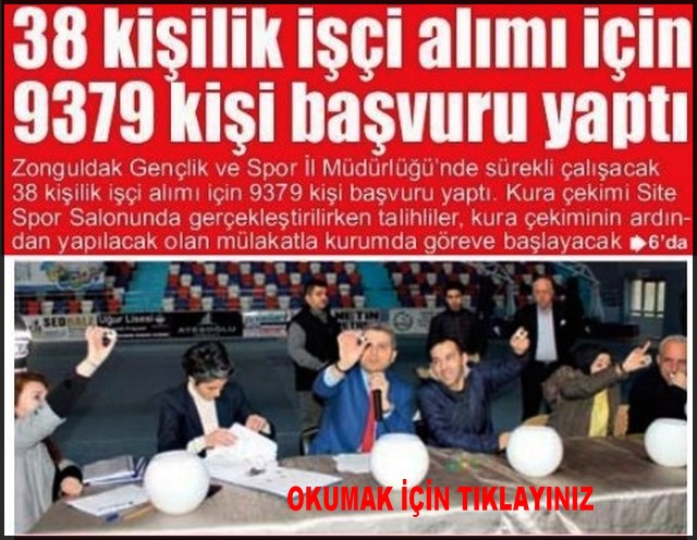 38 KİŞİLİK İŞÇİ ALIMI İÇİN