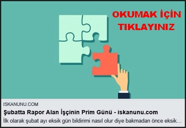 ŞUBAT DA RAPOR ALAN İŞÇİNİN PRİM GÜNÜ