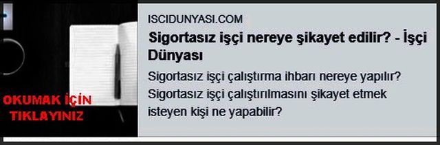 SİGORTASIZ İŞÇİ NEREYE ŞİKAYET EDİLİR