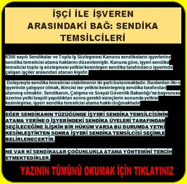 İŞYERİ SENDİKA TEMSİLCİLERİ