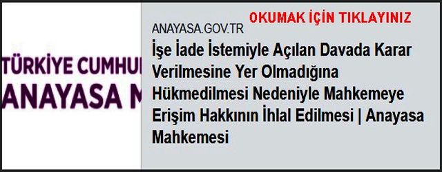 İŞE İADE İSTEMİYLE