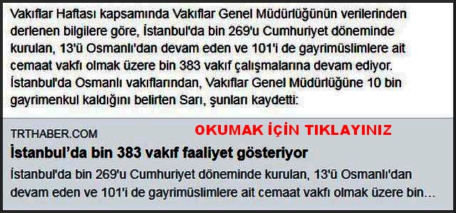 İSTANBUL DA 1383 VAKIF