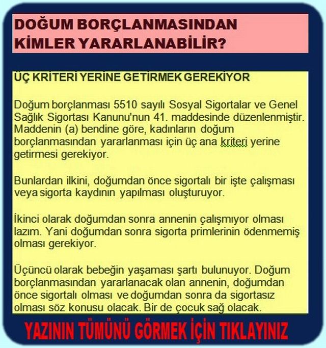 DOĞUM BORÇLANMASINDAN KİMLER YARARLANIR