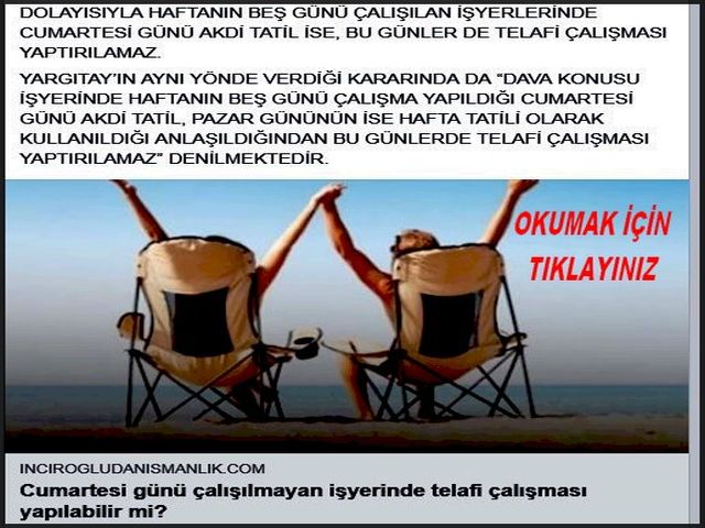 CUMARTESİ ÇALIŞILAN İŞYERLERİ