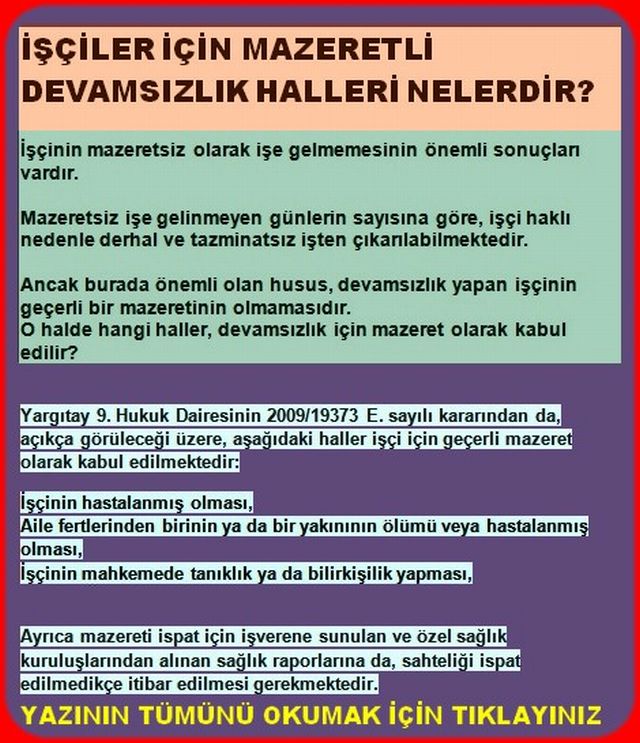 MAZERETLİ DEVAMSIZLIK HALLERİ NELERDİR