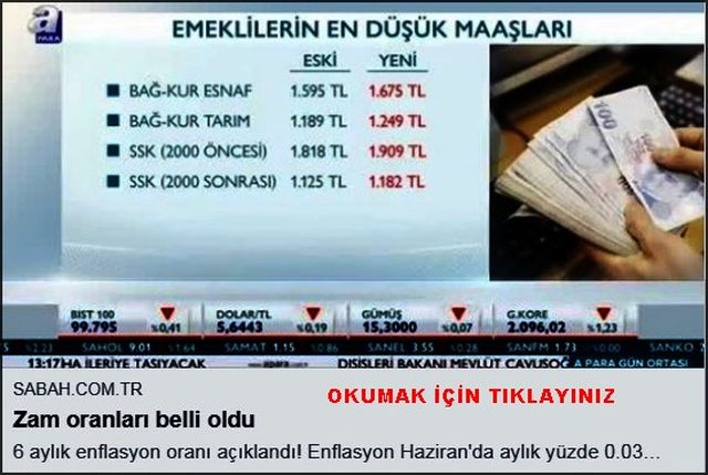 EMEKLİLERİN ZAM ORANI BELLİ OLDU