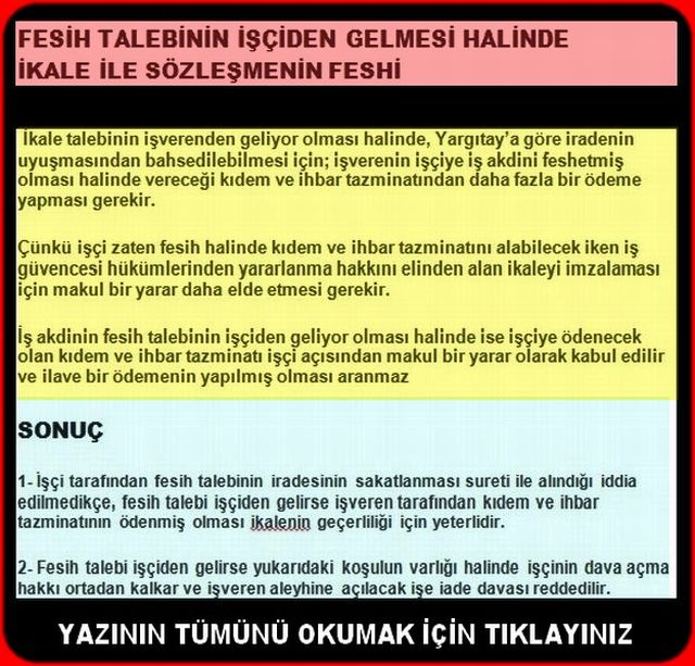 FESİH TALEBİNİN İŞÇİDEN GELMESİ